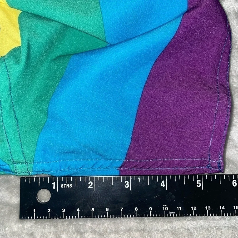 Rainbow Striped Pride Swim Surf Trunk Shorts Size Large Multi Color Beach